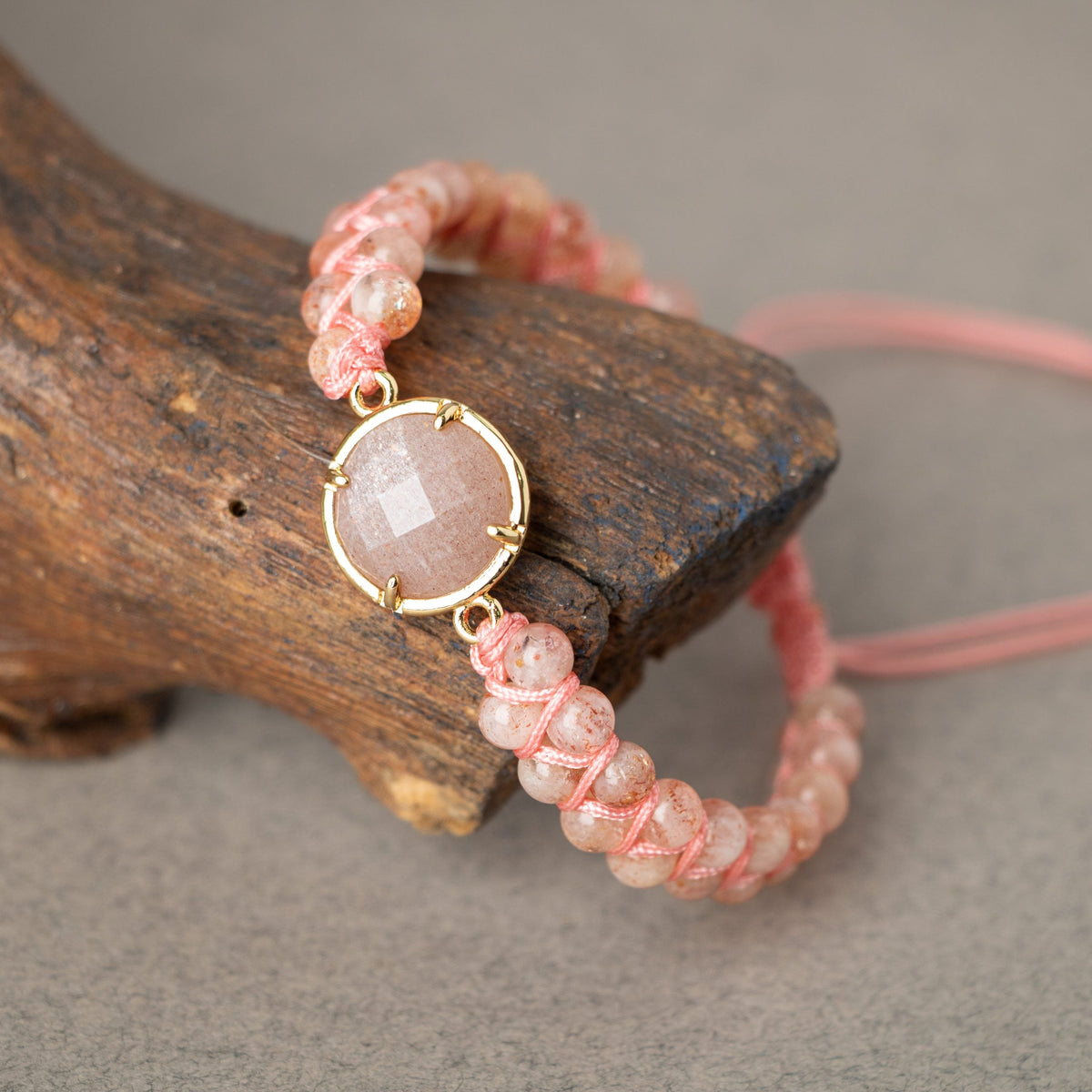 Güneş Taşı Doğal Taş Makrome Bileklik