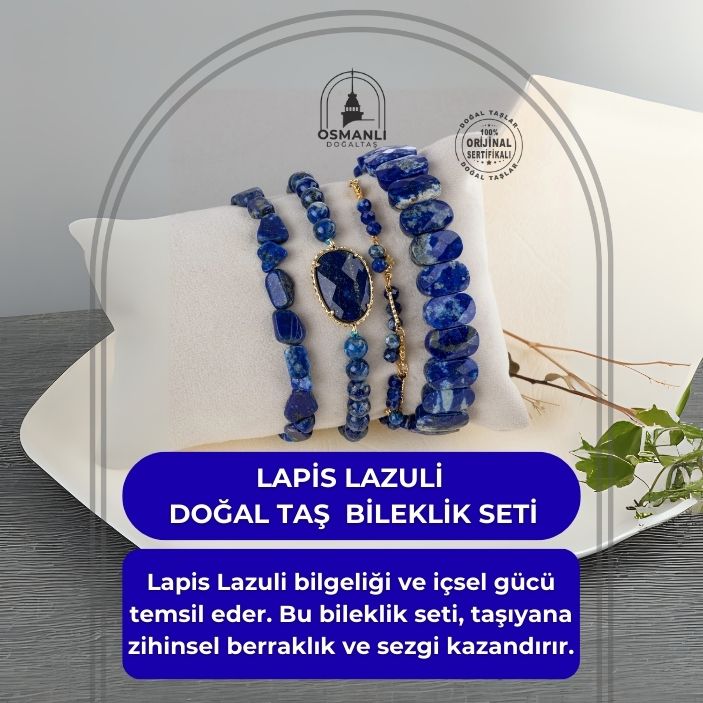 Lapis Lazuli Doğal Taş Kadın Bileklik Seti