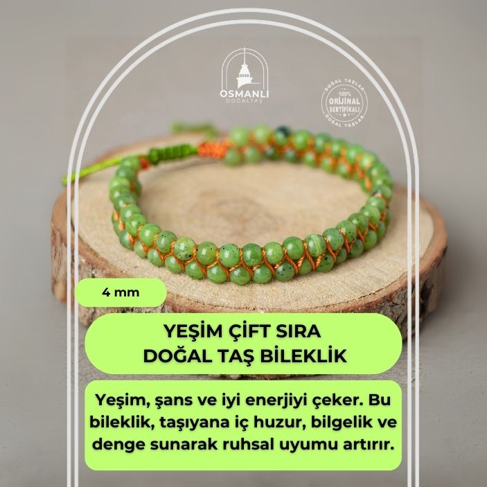 Yeşim 4mm Çift Sıra Doğal Taş Bileklik