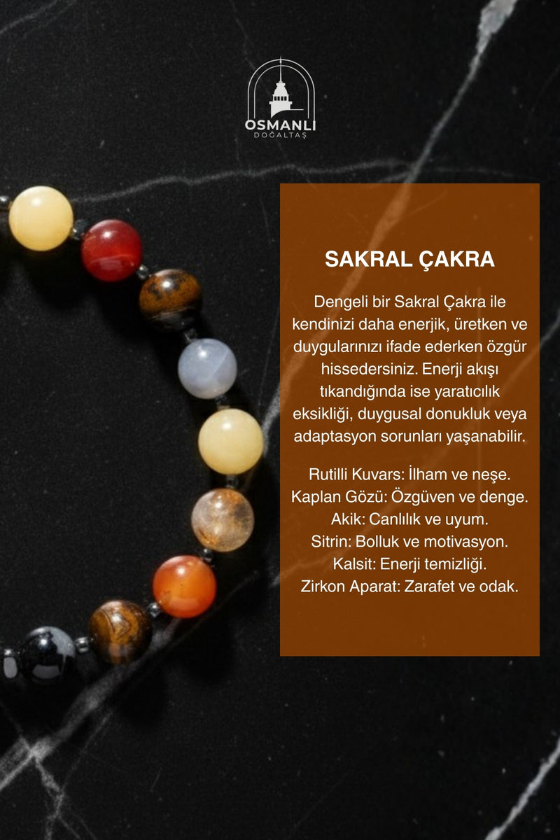 Sertifikalı Sakral Çakra Doğal Taş Bileklik