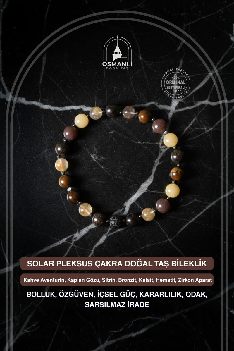 Sertifikalı Solar Pleksus Çakra Doğal Taş Bileklik