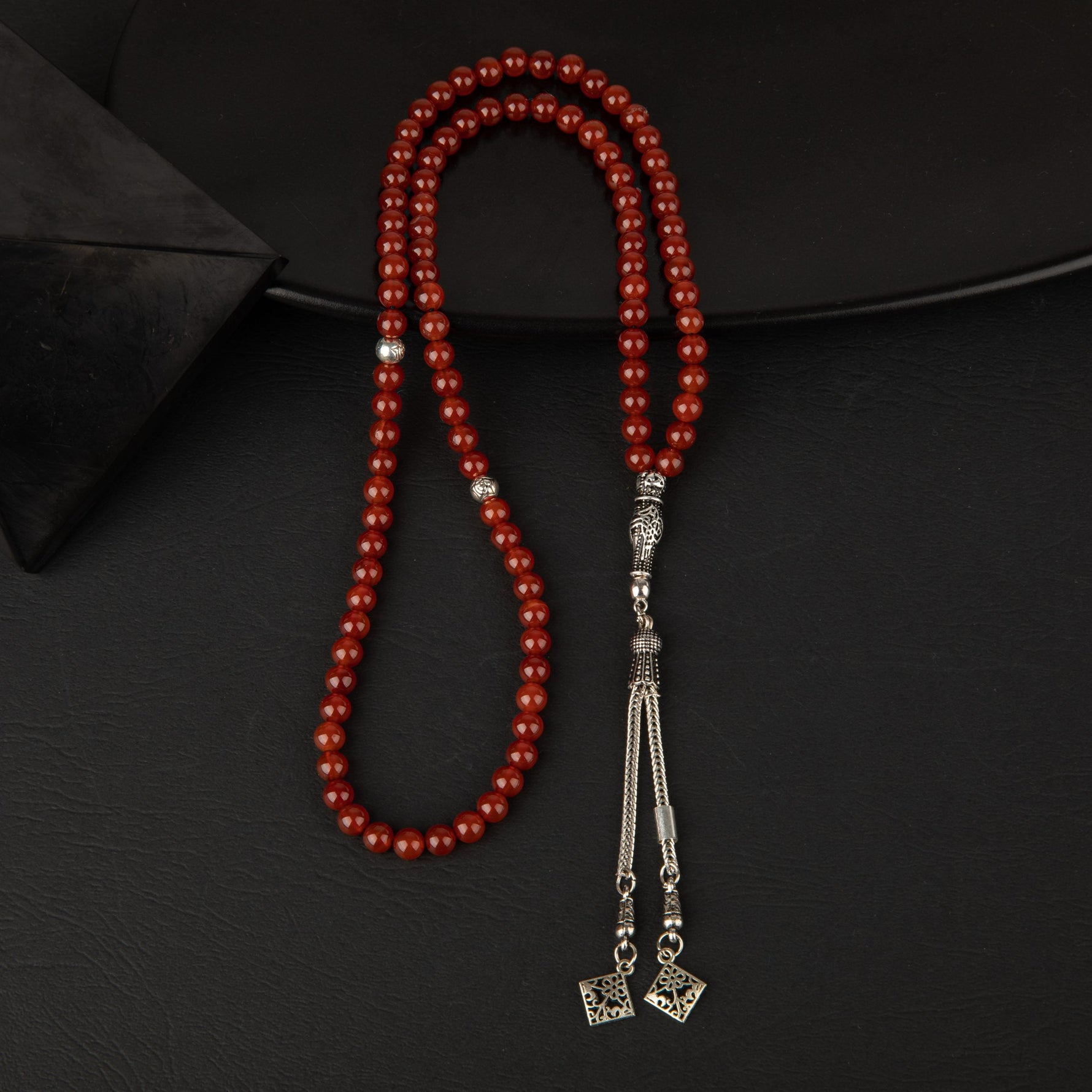 Kırmızı Akik Doğal Taş Tesbih 99luk - 6mm