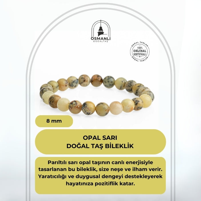 Opal Sarı 8mm Doğal Taş Bileklik