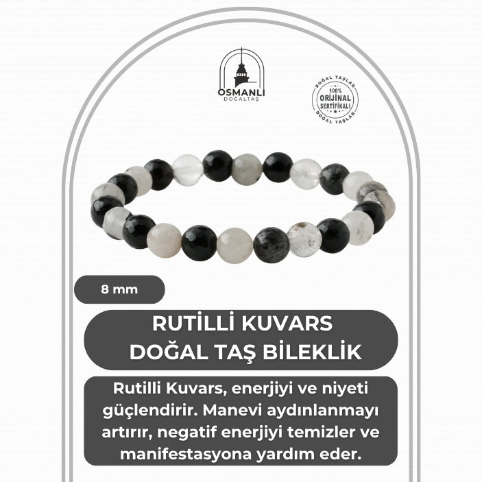 Rutilli Kuvars 8mm Doğal Taş Bileklik