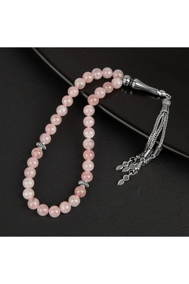 Pembe Kuvars (Gül Kuvars) Doğal Taş Tesbih 33lük - 8mm