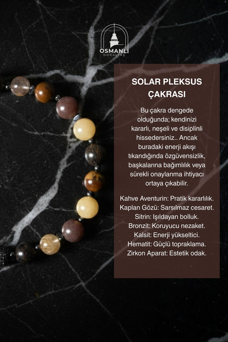 Sertifikalı Solar Pleksus Çakra Doğal Taş Bileklik
