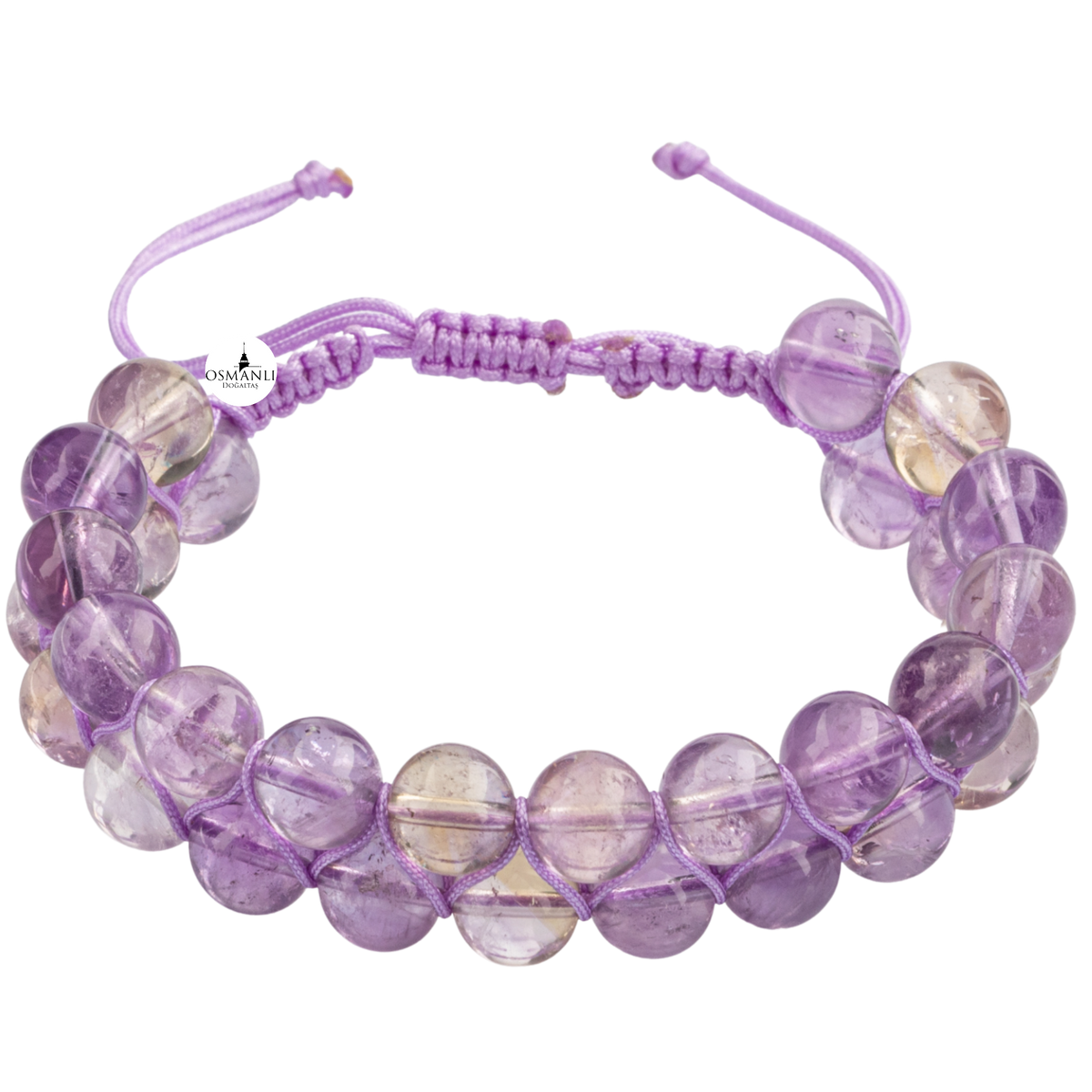 Ametrin 8mm Çift Sıra Makrome Doğal Taş Bileklik