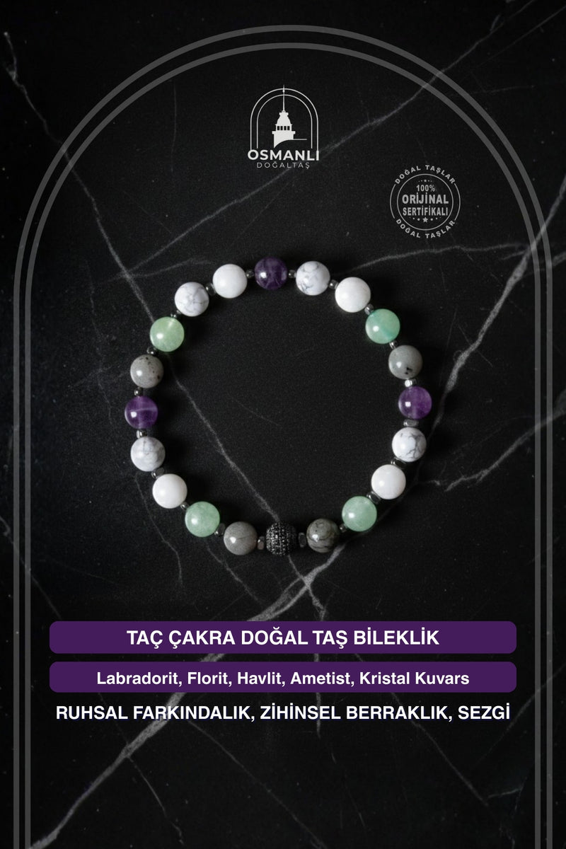 Sertifikalı Taç Çakra Doğal Taş Bileklik