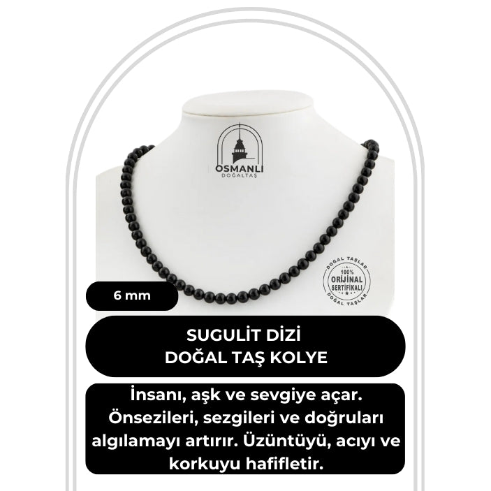 Sugulit 6 mm Dizi Doğal Taş Kolye
