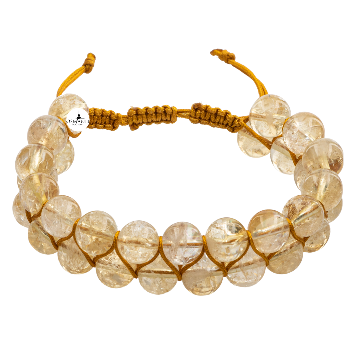 Sitrin 8mm Çift Sıra Makrome Doğal Taş Bileklik