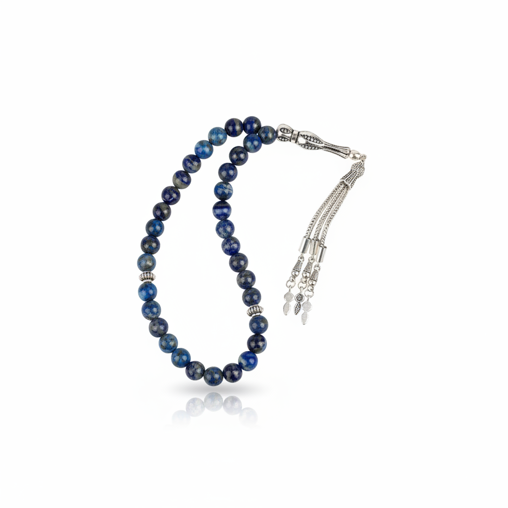 Lapis Lazuli Doğal Taş Tesbih 33lük - 8mm - beyaz fon