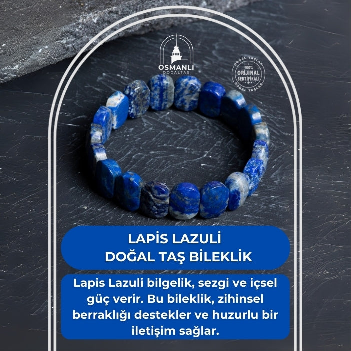 Sertifikalı Lapis Lazuli Geniş Kesim Doğal Taş Bileklik
