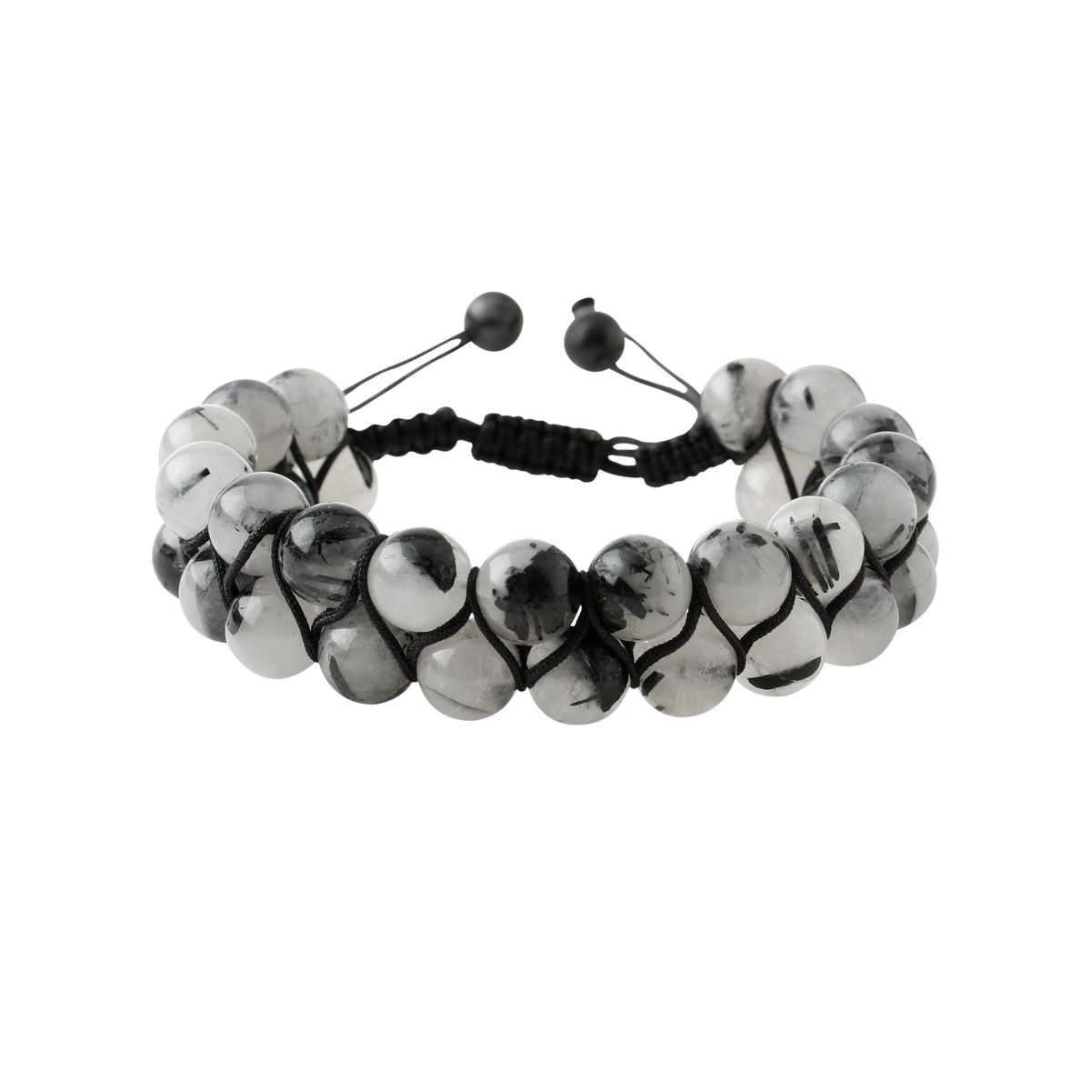 Rutilli Kuvars 8mm Çift Sıra Makrome Doğal Taş Bileklik