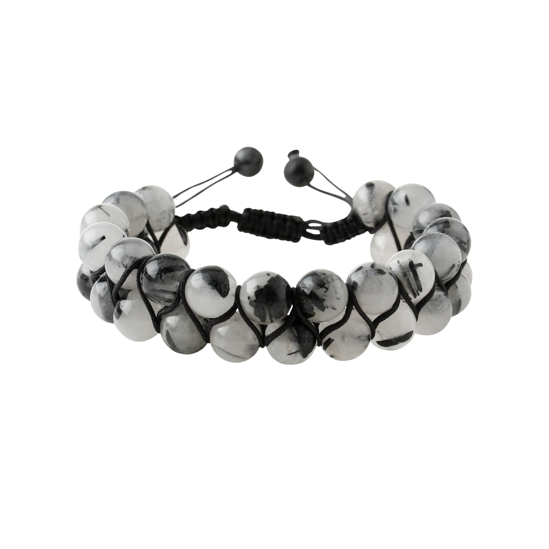 Rutilli Kuvars 8mm Çift Sıra Makrome Doğal Taş Bileklik