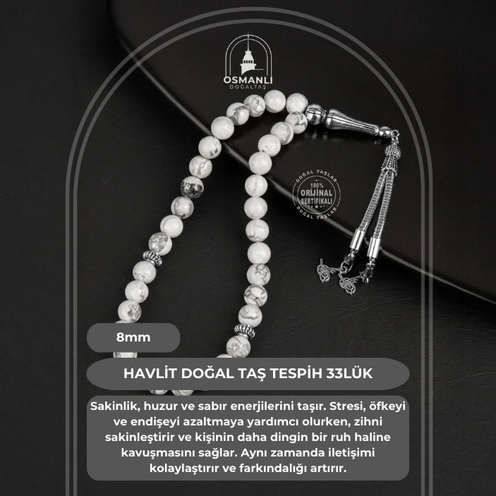 Havlit Doğal Taş Tesbih 33lük - 8mm