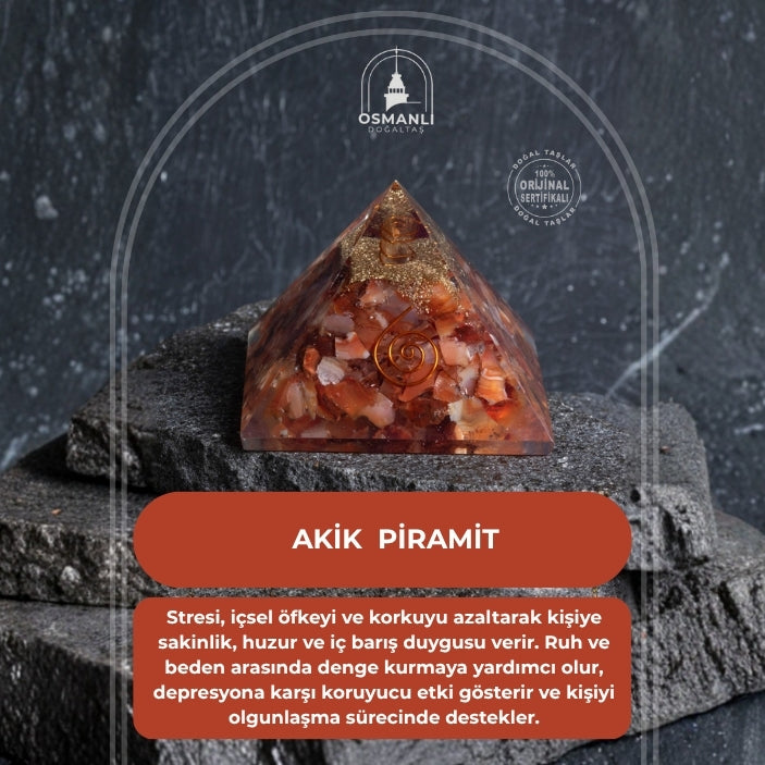 Sertifikalı Akik  Piramit