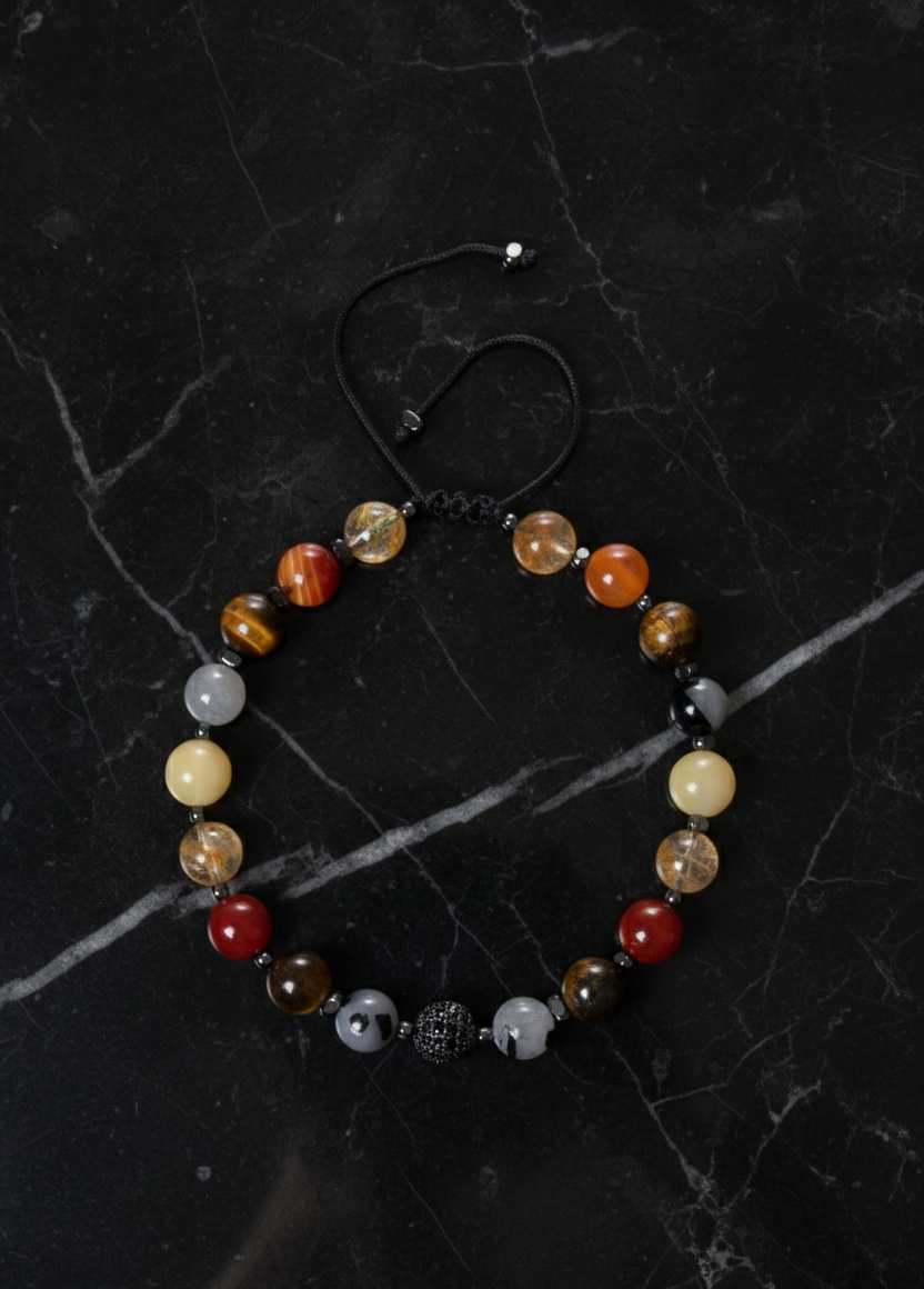 Sertifikalı Sakral Çakra Doğal Taş Makrome Bileklik