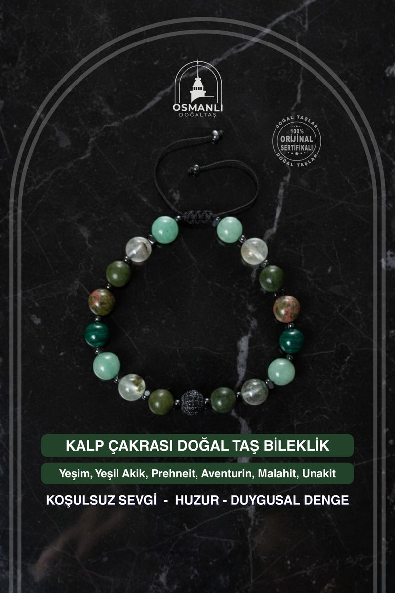 Sertifikalı Kalp Çakrası Doğal Taş Bileklik