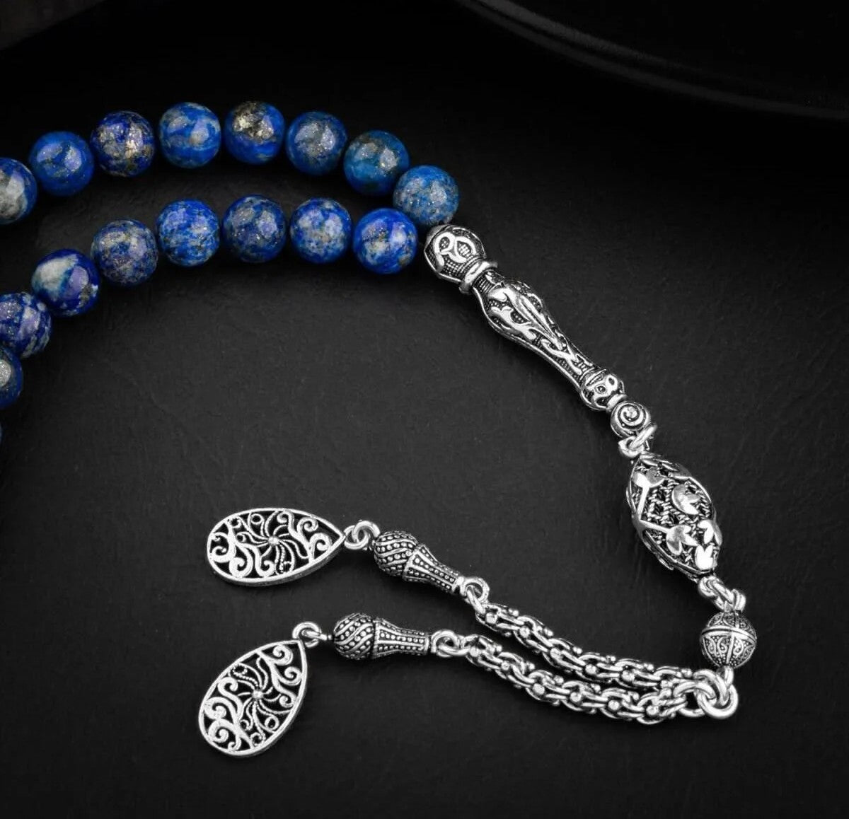 Lapis Lazuli Doğal Taş 8mm Gümüş İmameli Tesbih