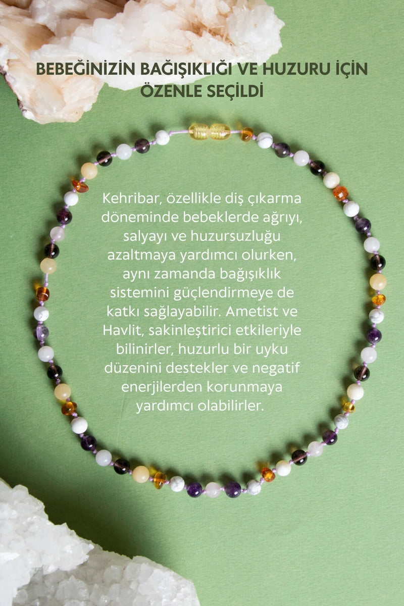 Bebek Kehribar Kalsit-Dumanlı Kuvars-Pembe Kuvars-Kehribar-Havlit-Ametist