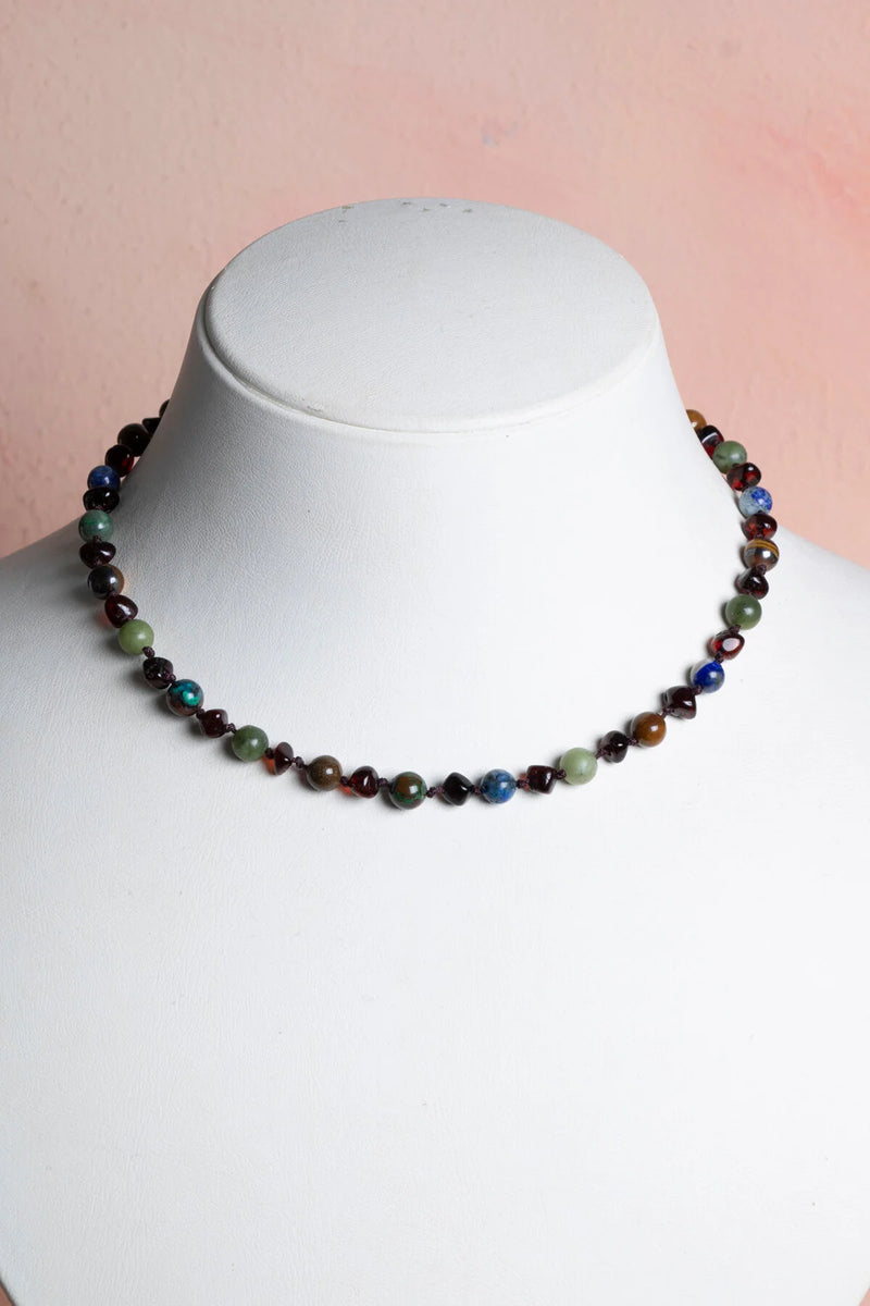 Sertifikalı Doğal Taş Bebek Kolye-yeşim,lapis,kehribar,kaplan Gözü,krizokol M106