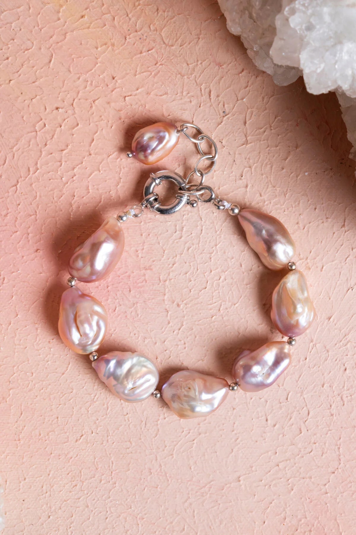 Sertifikalı Barok İnci Gümüş Kapama Doğal Taş Bileklik (SK:072)