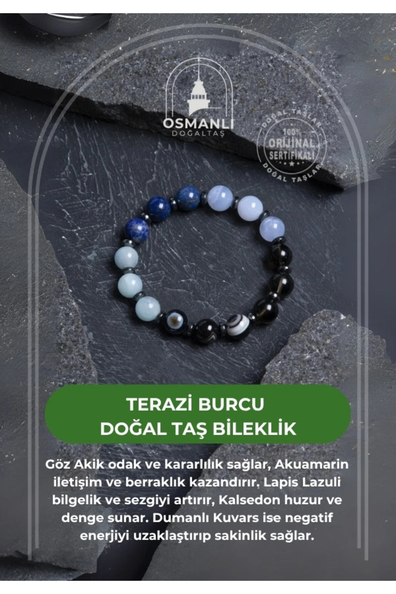Sertifikalı Terazi Burcu Doğal Taş Bileklik