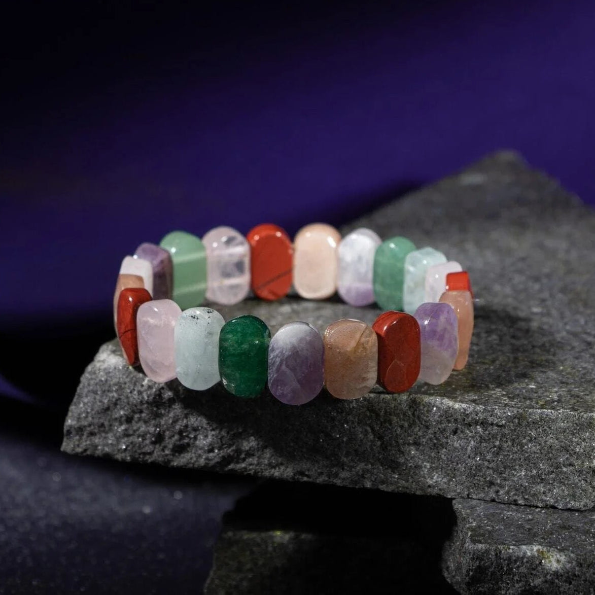 Koç Burcu Bileklik Akuamarin, Ametist, Güneş Taşı, Jasper, Pembe Kuvars, Yeşil Aventurin