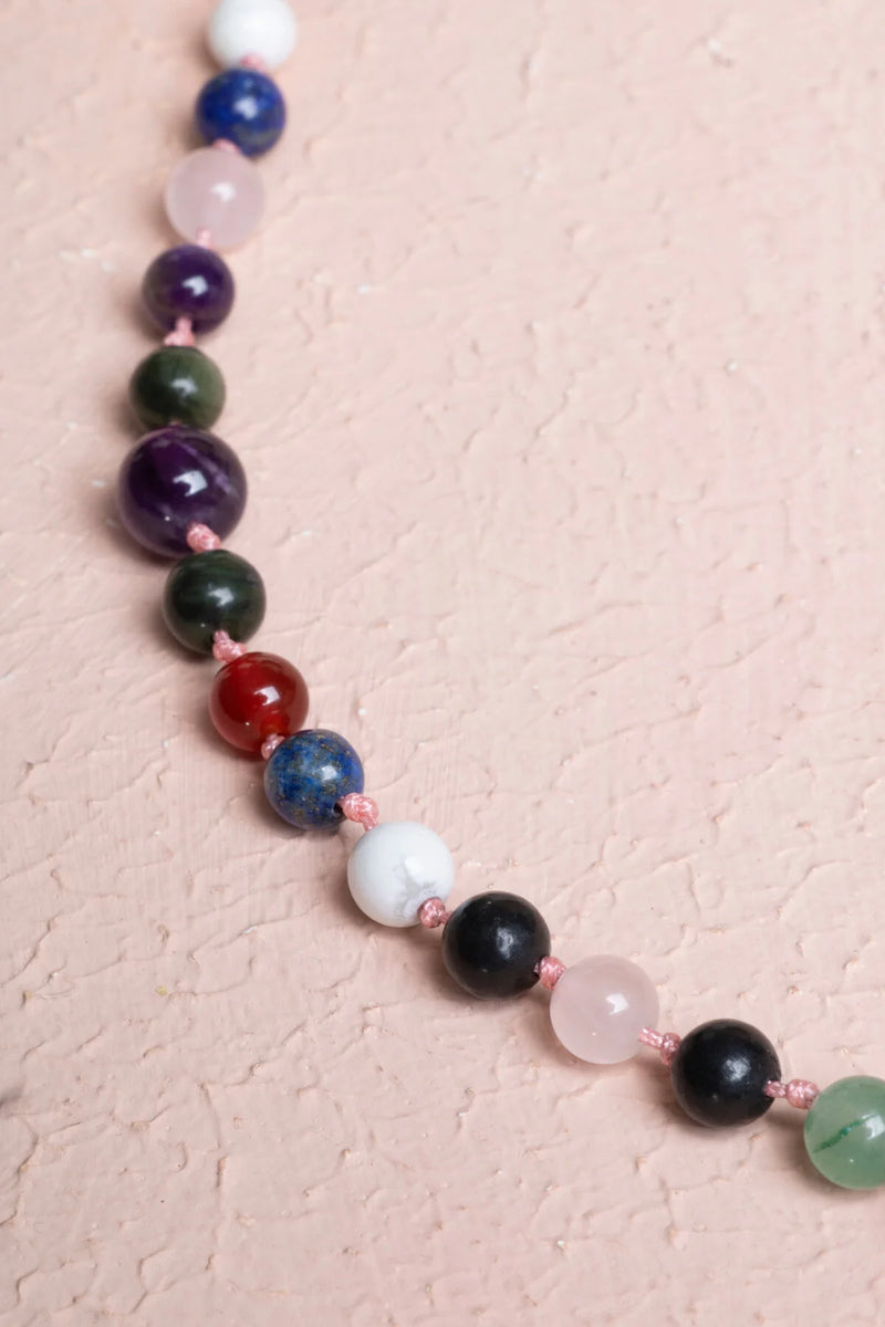 Sertifikalı Kırmızı Akik, Yeşil Aventurin, Lapis, Pembe Kuvars, Ametist, Havlit, Yeşim, Shungite Kız Öğrenci Kolye
