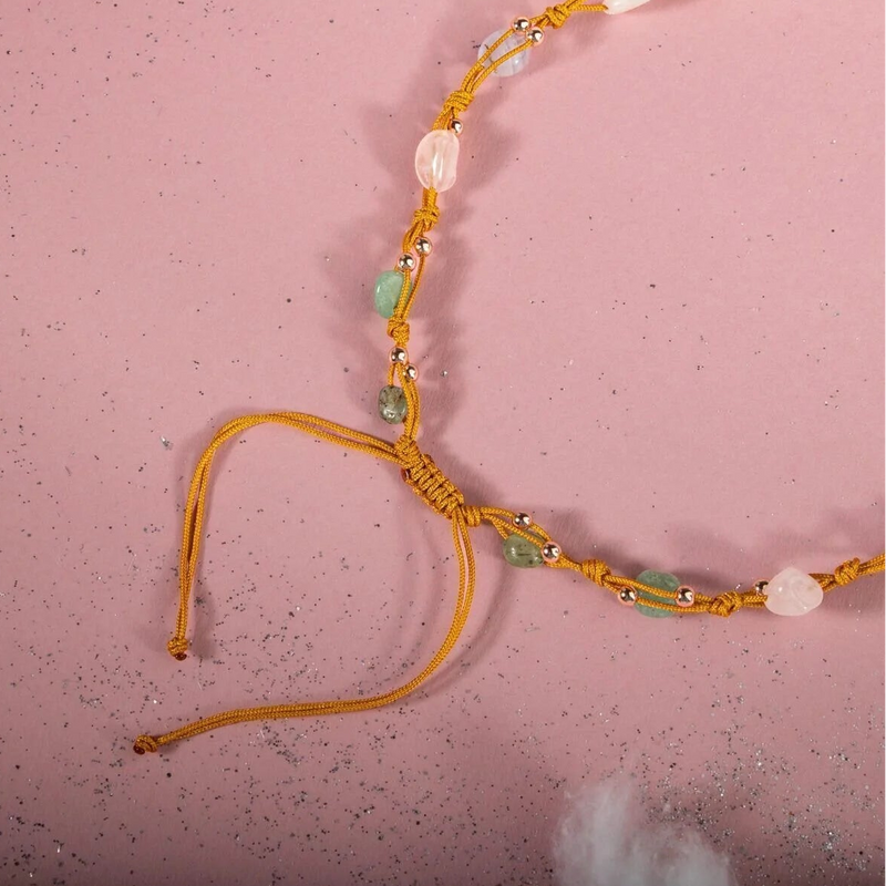 İkizler Burcu Kolye Ay Taşı, Güneş Taşı, Kalsedon, Kiyanit, Mavi Apatit, Pembe Kuvars, Yeşil Aventurin