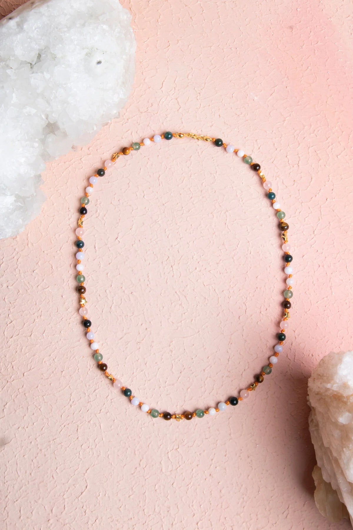 Sertifikalı Yengeç Burcu Gümüş Yıldızlı Doğal Taş Kolye