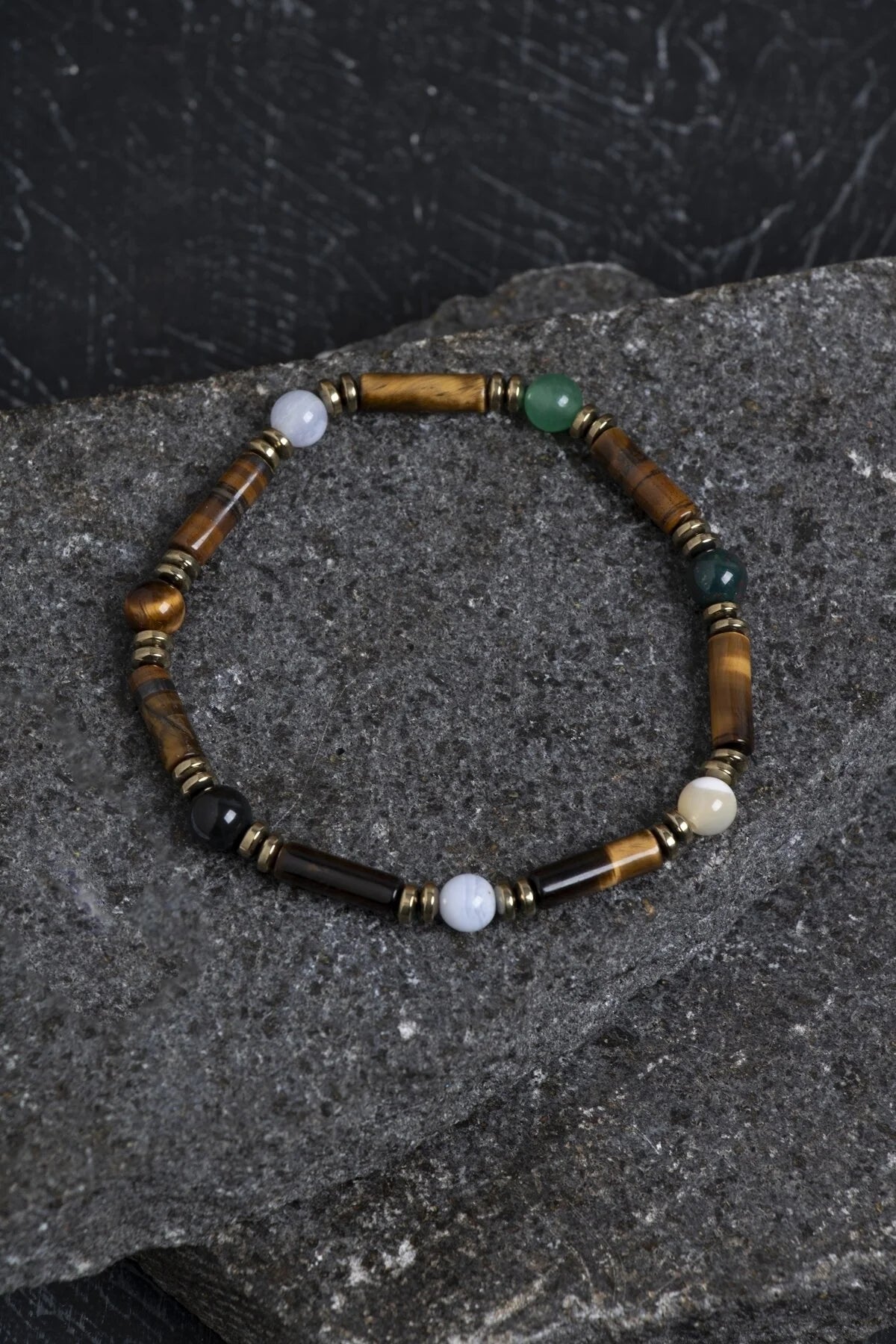 Sertifikalı Kaplan Gözü, Aventurin ve Kalsedon Yengeç Bilekliği