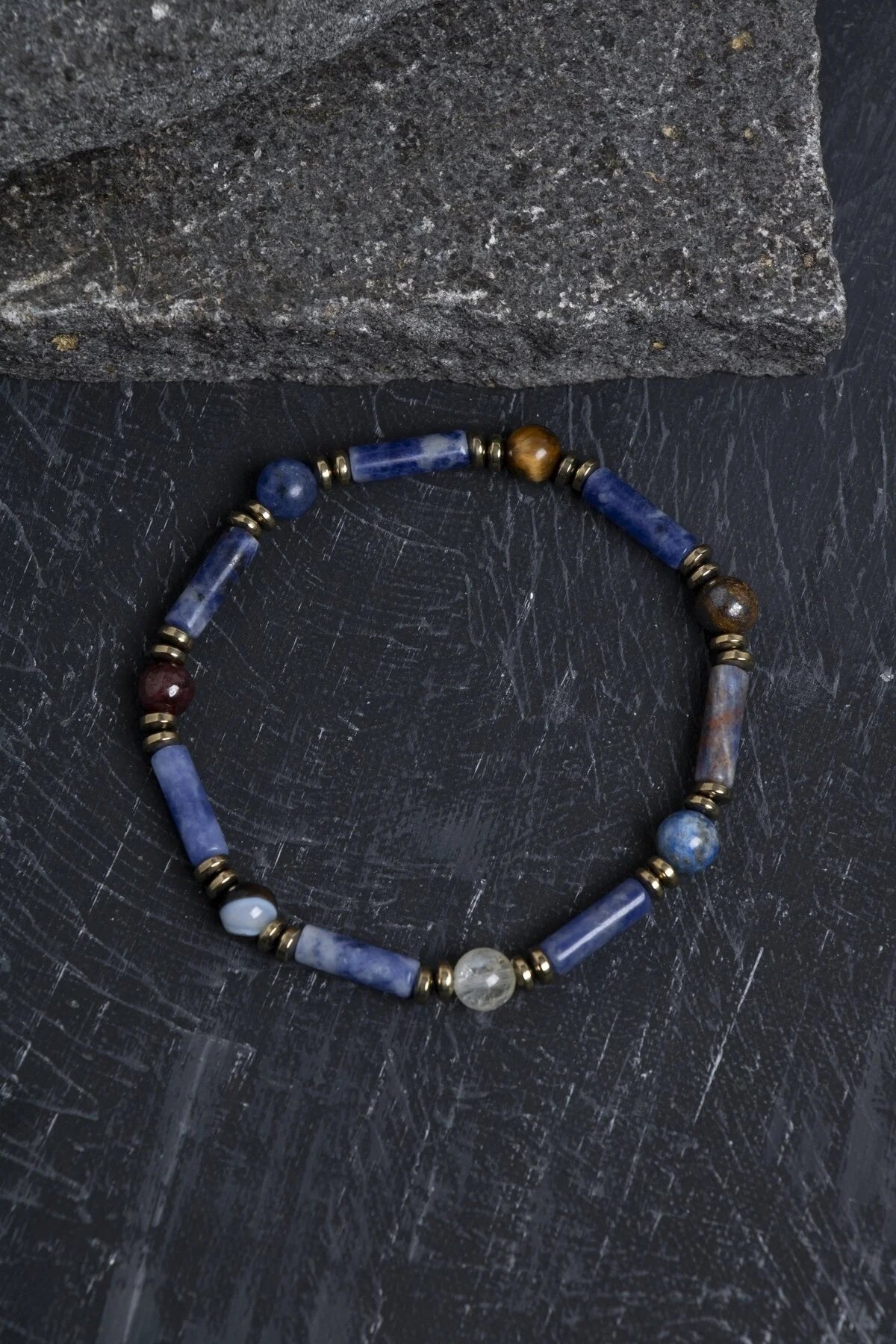 Sertifikalı Lapis, Sodalit ve Bronzit Aslan Burcu Bileklik