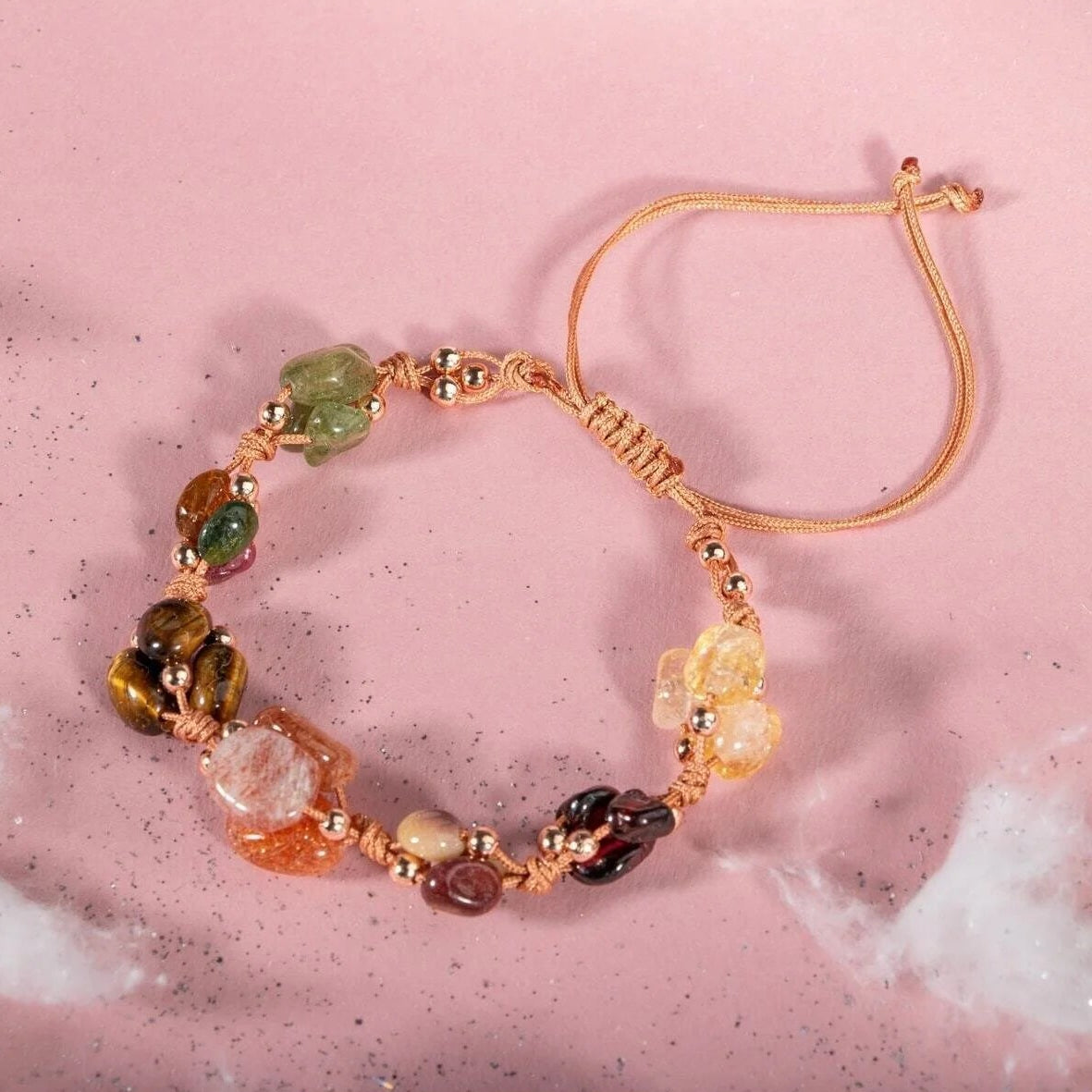 Aslan Burcu Bileklik Bordo Granat Lal, Güneş Taşı, Jasper, Kaplan Gözü, Kehribar, Renkli Turmalin, Sitrin