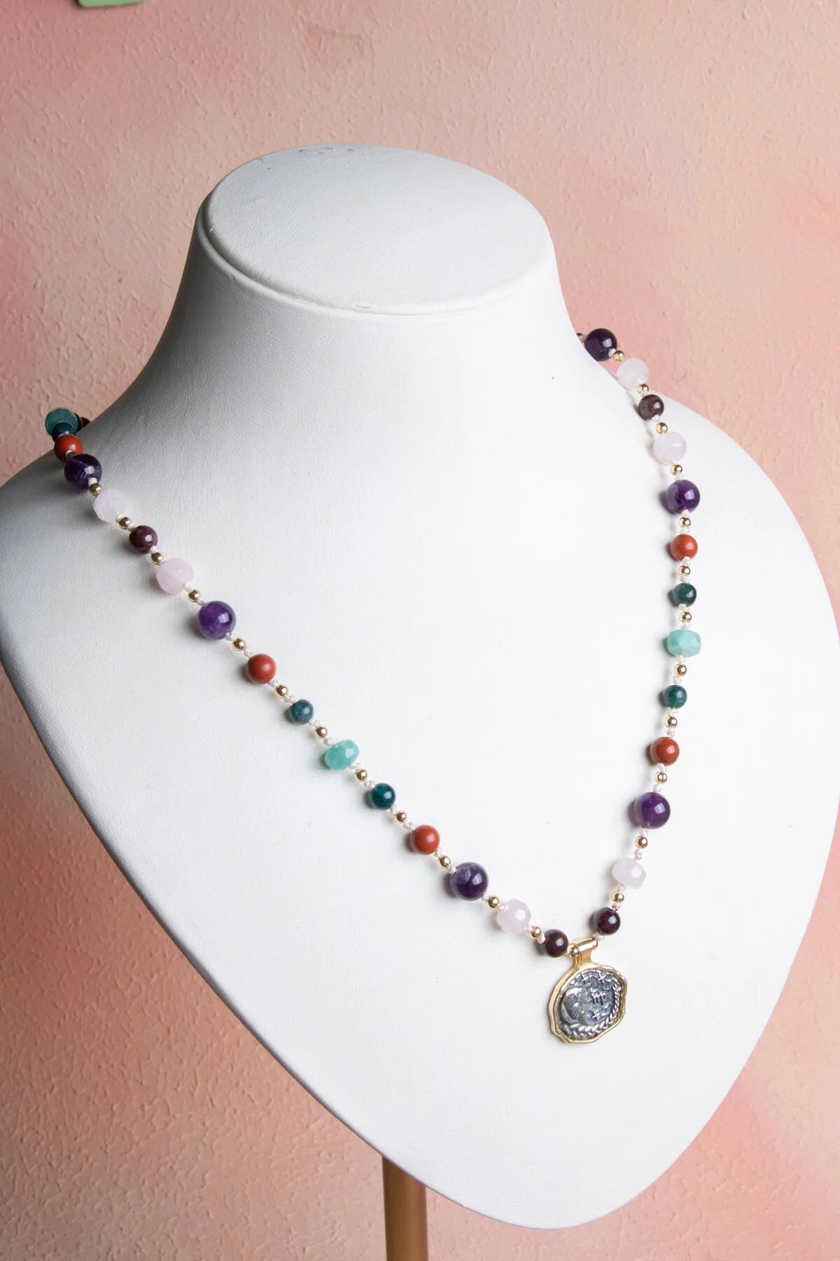 Sertifikalı Başak Burcu Doğal Taş Makrome Kolye