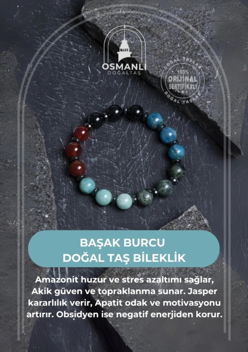 Sertifikalı Burç Doğal Taş Bileklik-Başak Burcu