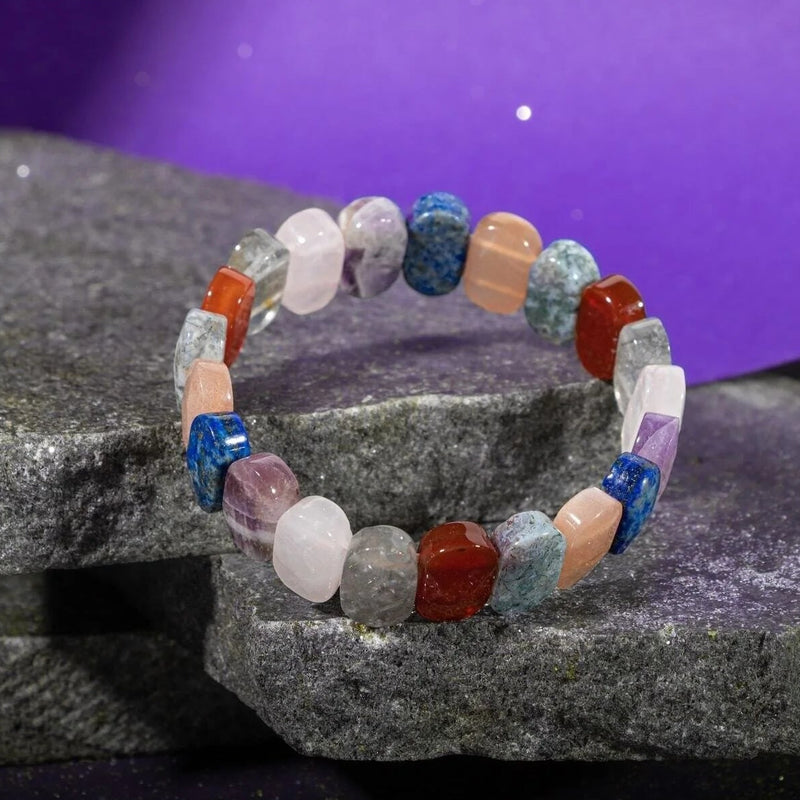 Terazi Burcu Bileklik Ametist, Dumanlı Kuvars, Güneş Taşı, Kırmızı Akik, Labradorit, Lapis Lazuli, Pembe Kuvars