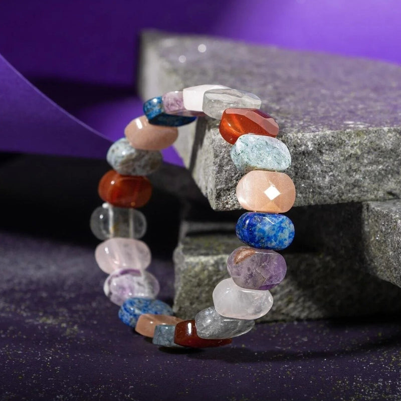 Terazi Burcu Bileklik Ametist, Dumanlı Kuvars, Güneş Taşı, Kırmızı Akik, Labradorit, Lapis Lazuli, Pembe Kuvars