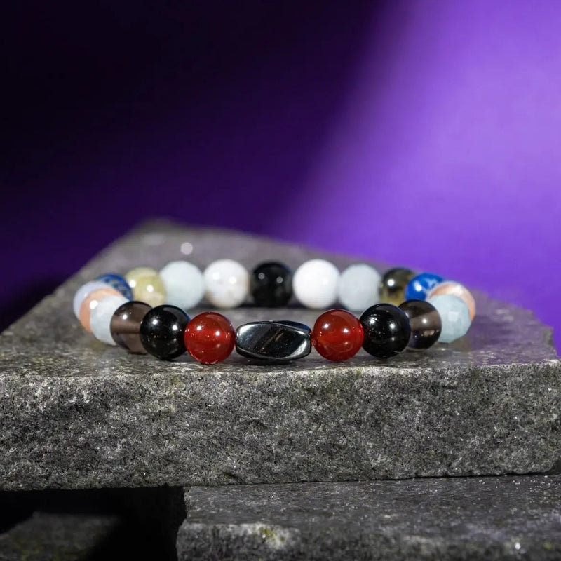 Terazi Burcu Bileklik Akuamarin, Ay Taşı, Dumanlı Kuvars, Golden Obsidyen, Güneş Taşı, Kırmızı Akik, Labradorit, Lapis Lazuli