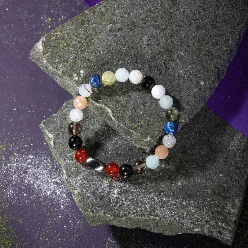 Terazi Burcu Bileklik Akuamarin, Ay Taşı, Dumanlı Kuvars, Golden Obsidyen, Güneş Taşı, Kırmızı Akik, Labradorit, Lapis Lazuli