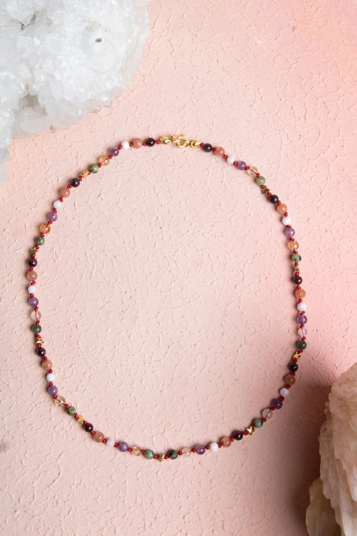 Sertifikalı Akrep Burcu Gümüş Yıldızlı Doğal Taş Kolye