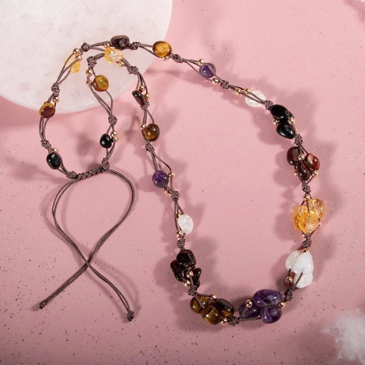 Akrep Burcu Kolye Ametist, Ay Taşı, Bordo Granat Lal, Jasper, Kaplan Gözü, Sitrin, Siyah Turmalin