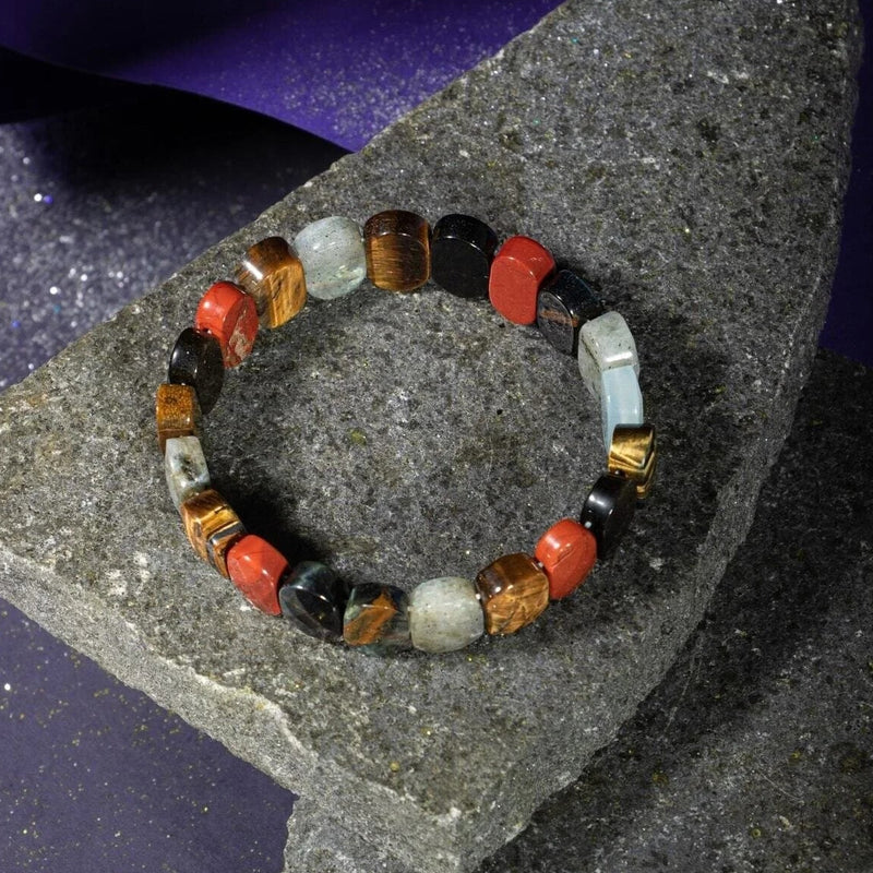 Akrep Burcu Bileklik Dumanlı Kuvars, Golden Obsidyen, Jasper, Kaplan Gözü, Kırmızı Akik, Pembe Kuvars
