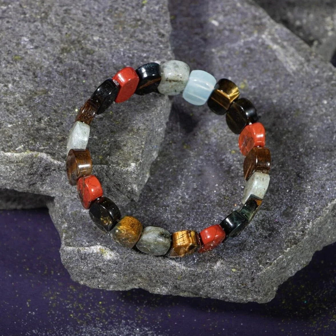 Akrep Burcu Bileklik Dumanlı Kuvars, Golden Obsidyen, Jasper, Kaplan Gözü, Kırmızı Akik, Pembe Kuvars