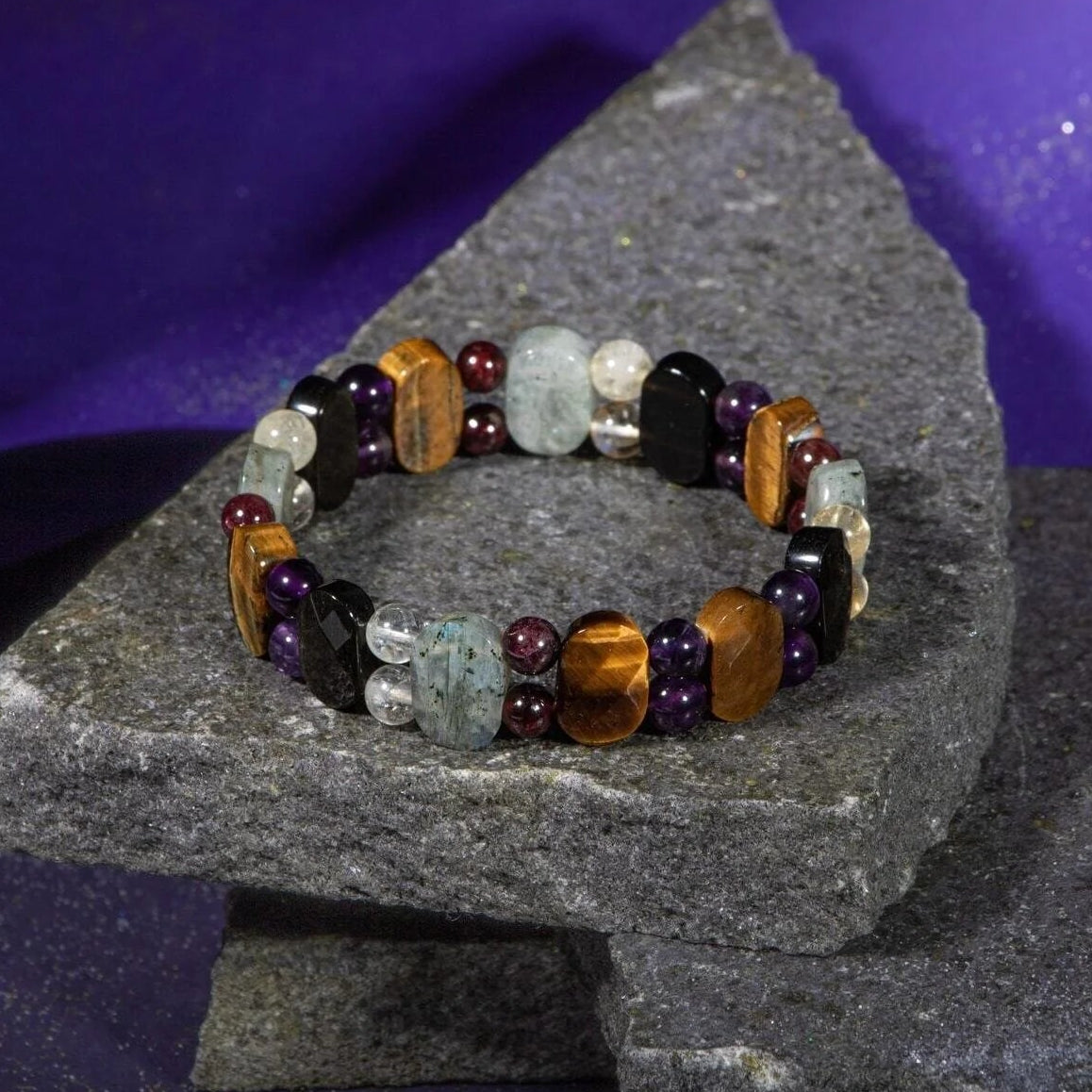 Akrep Burcu Bileklik Ametist, Bordo Granat Lal, Golden Obsidyen, Kaplan Gözü, Labradorit, Sitrin