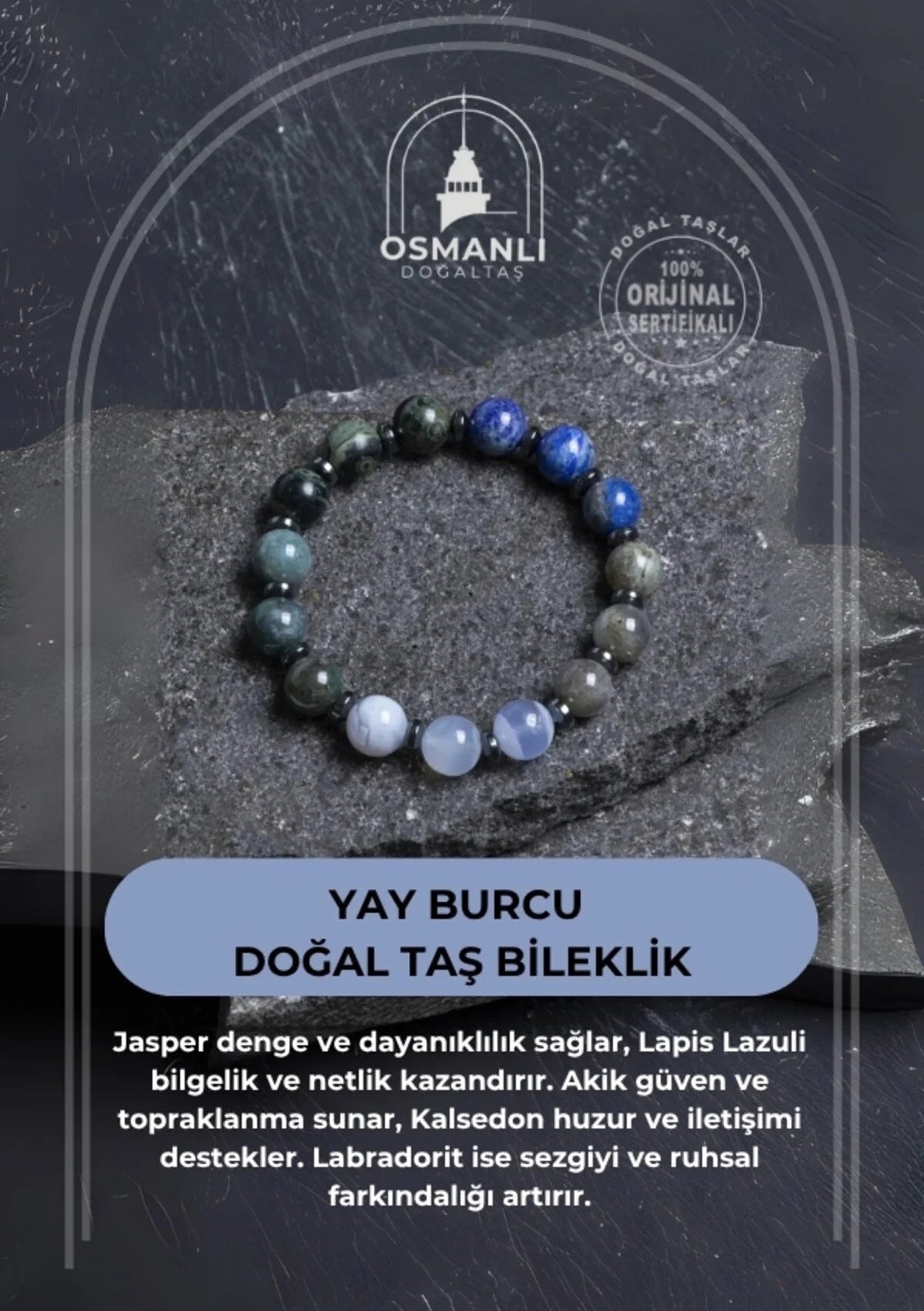 Sertifikalı Yay Burcu Doğal Taş Bileklik