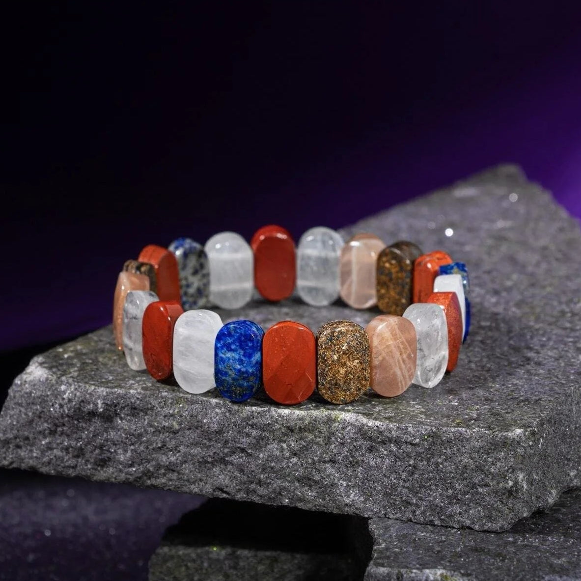 Yay Burcu Bileklik Ay Taşı, Bronzit, Güneş Taşı, Jasper, Lapis Lazuli, Selenit