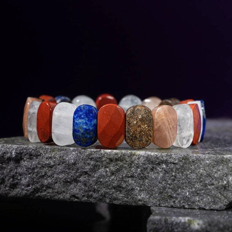 Yay Burcu Bileklik Ay Taşı, Bronzit, Güneş Taşı, Jasper, Lapis Lazuli, Selenit