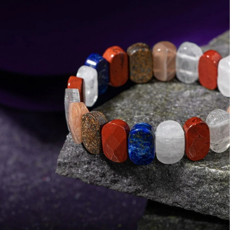 Yay Burcu Bileklik Ay Taşı, Bronzit, Güneş Taşı, Jasper, Lapis Lazuli, Selenit