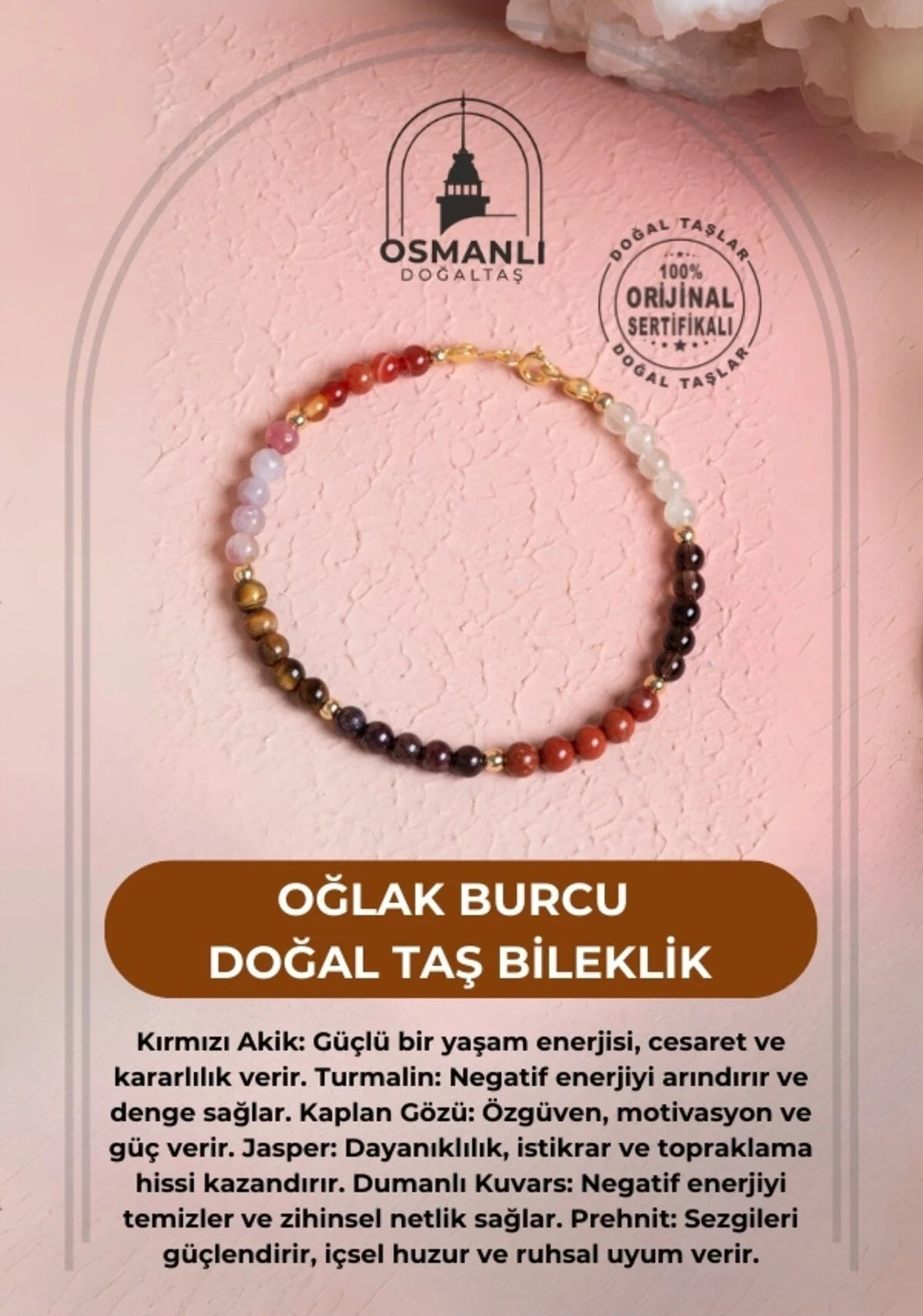 Sertifikalı Oğlak Burcu Doğal Taş Bileklik